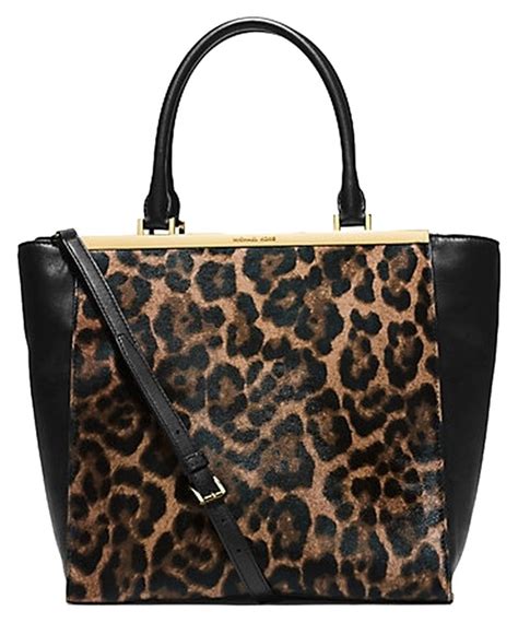 michael kors tote leopard|Michael Kors black leopard bag.